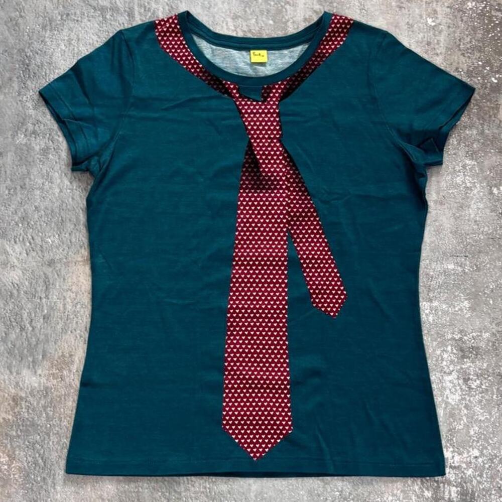Y2K Paul Smith Blue & Red Printed Tie T Shirt! Size Small